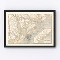 Vintage Port Royal Map 1861