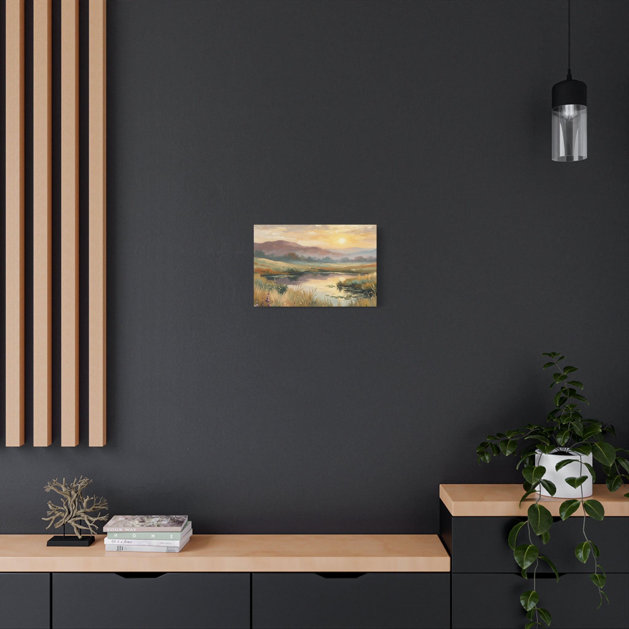 Sunset Meadow Canvas Wall Art — Stretched Matte Landscape Print