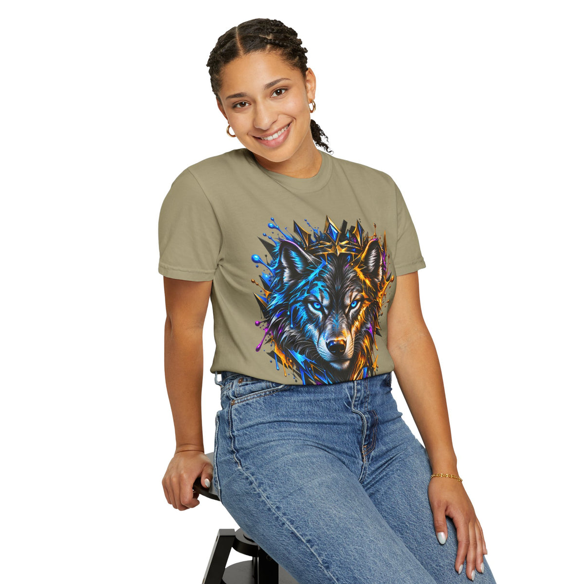 Wolf Head Graphic T-Shirt — Colorful Splash Art Tee