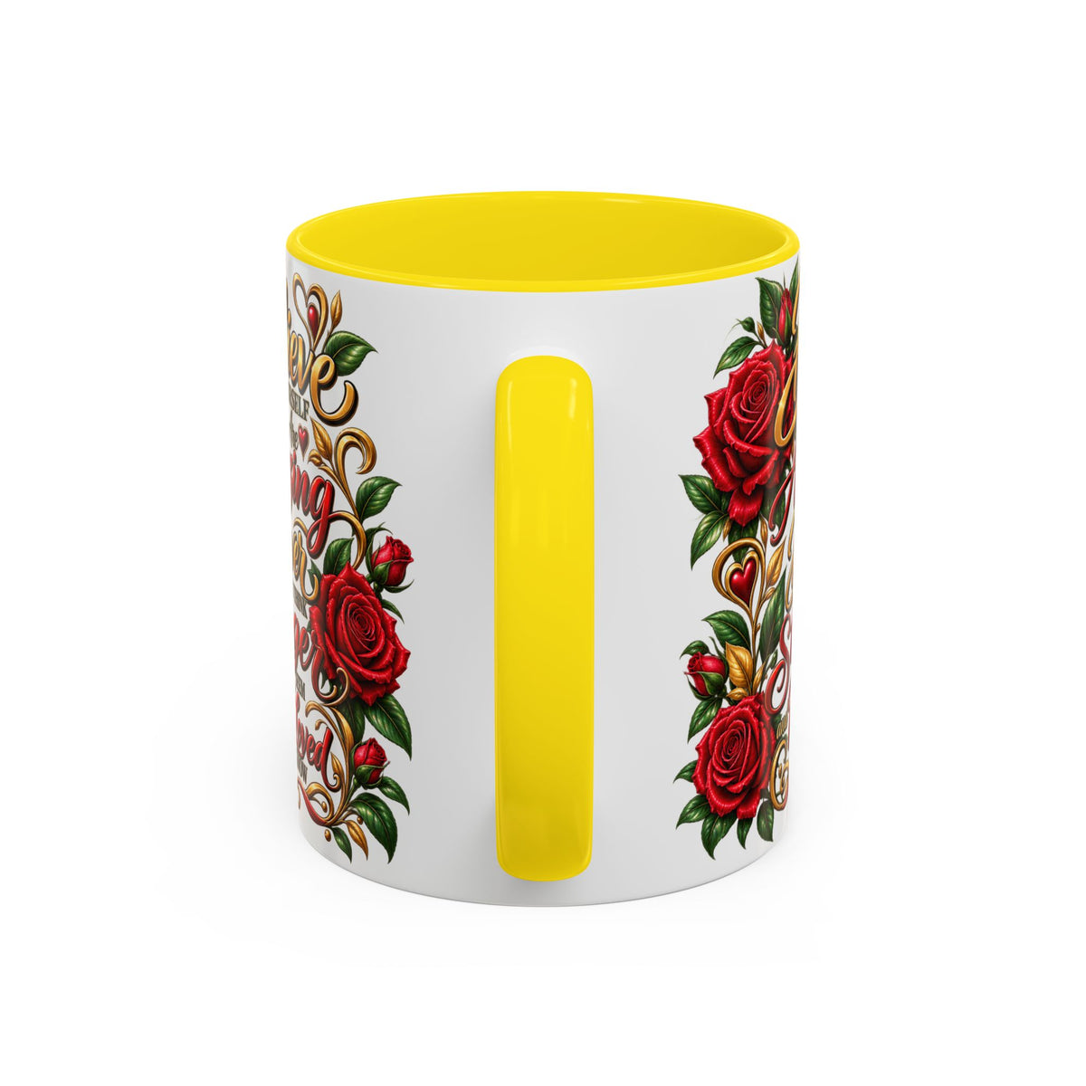 Inspirational Rose Coffee Mug — "Believe in Yourself" Motivational Tea Cup