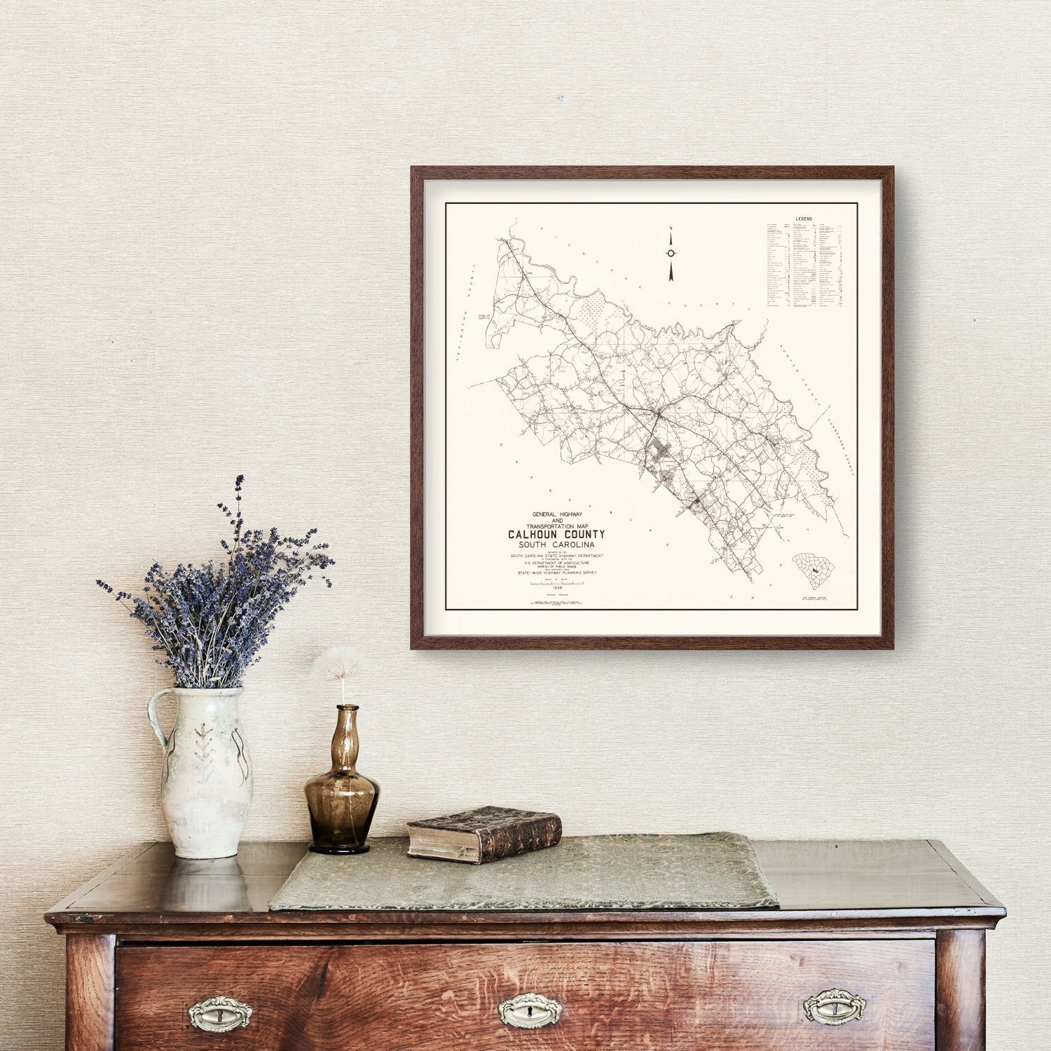 Vintage Map of Calhoun County, South Carolina 1938