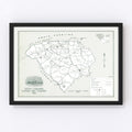Vintage Map of South Carolina 1910