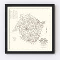 Vintage Map of Saluda County, South Carolina 1939