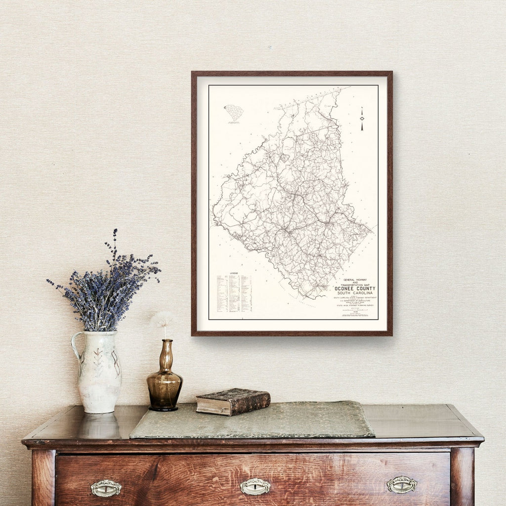 Vintage Map of Oconee County, South Carolina 1939