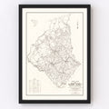 Vintage Map of Oconee County, South Carolina 1939