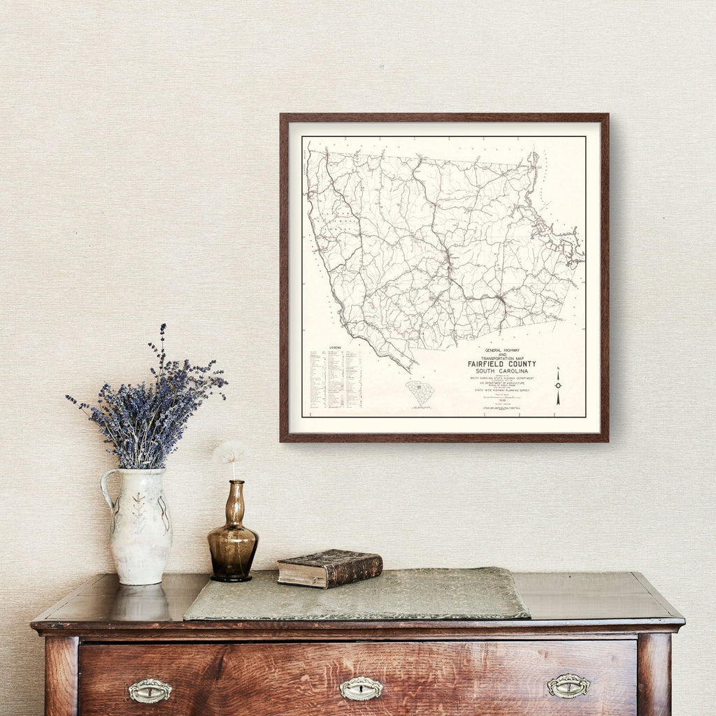 Vintage Map of Fairfield County, South Carolina 1939