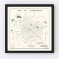 Vintage Map of Spartanburg, South Carolina 1939