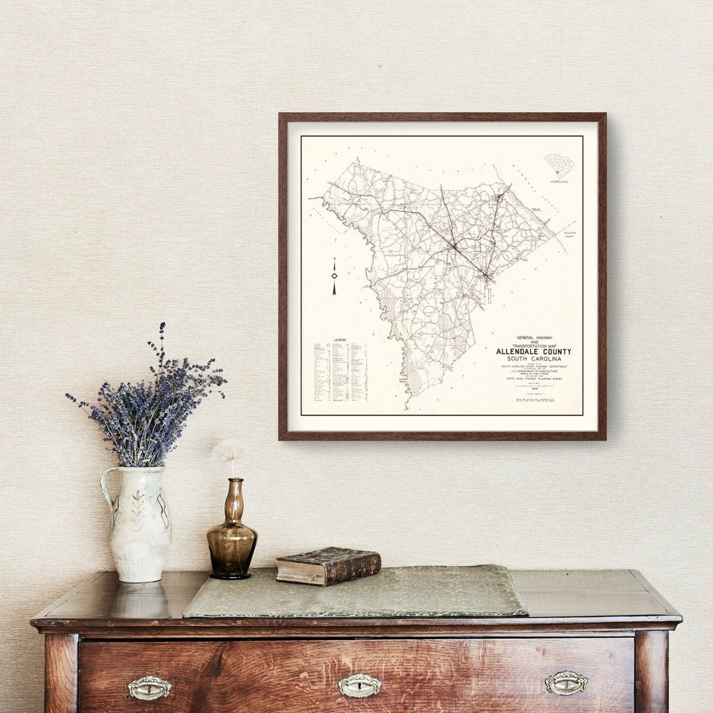Vintage Map of Allendale County, South Carolina 1938