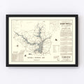 Vintage Hartwell Dam & Reservoir Map 1964
