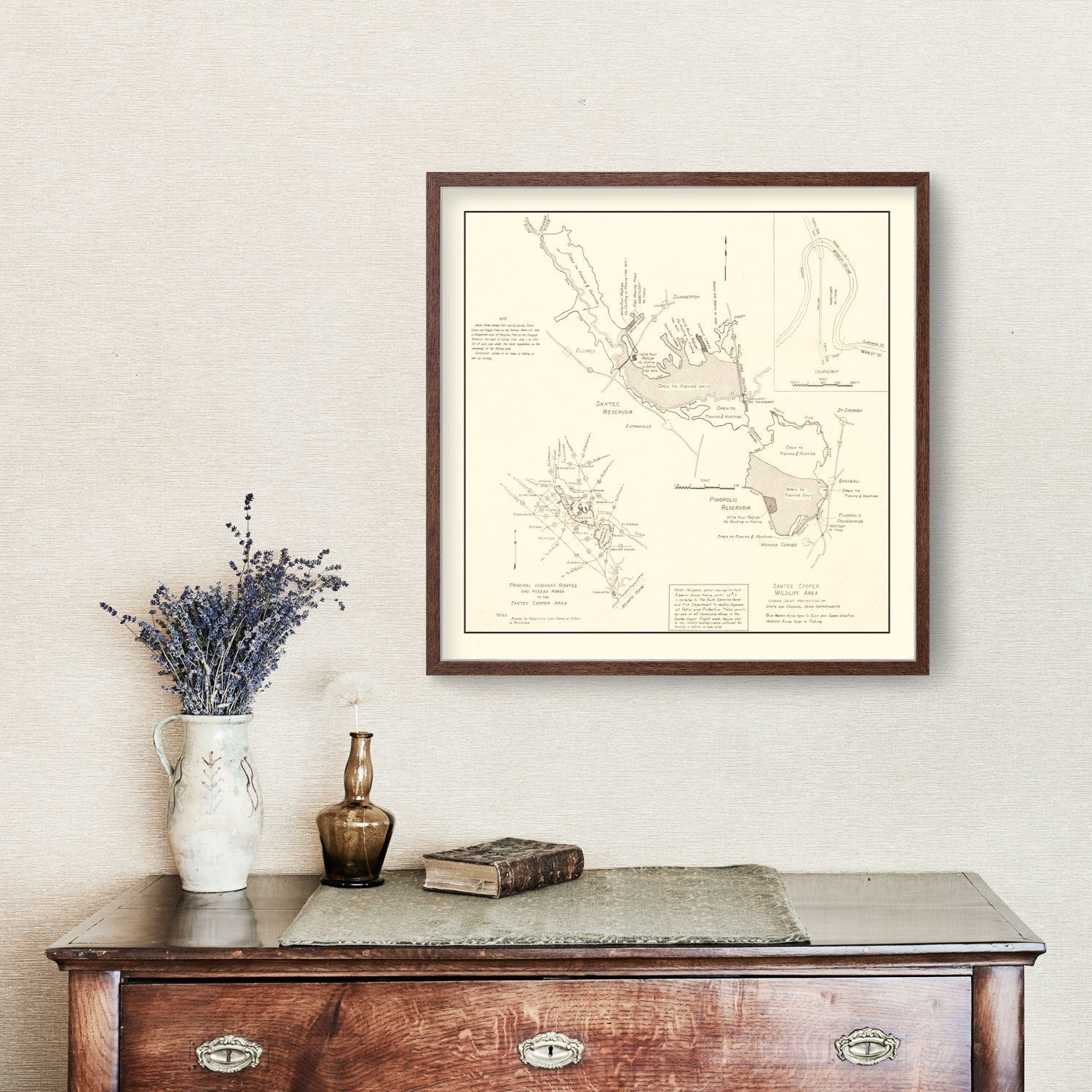 Vintage Santee Cooper Wildlife Area Map 1943