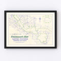 Vintage Fishermans Map of Santee Cooper Reservoir 1944