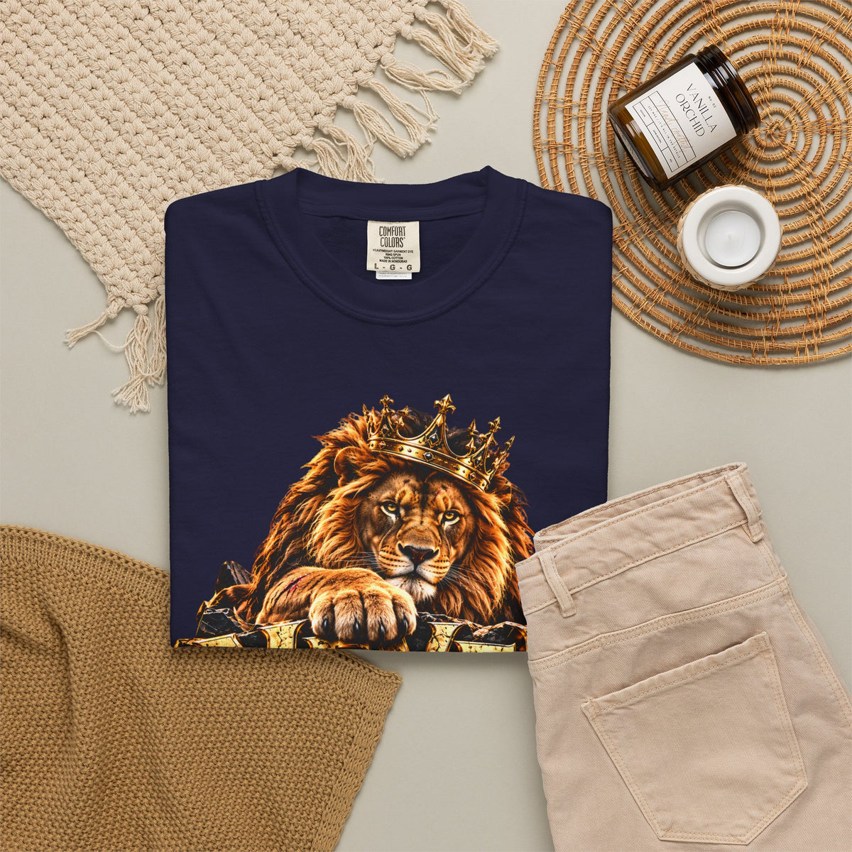 Lion Graphic T-Shirt — "Never Give Up: Great Things Take Time" Motivational Tee
