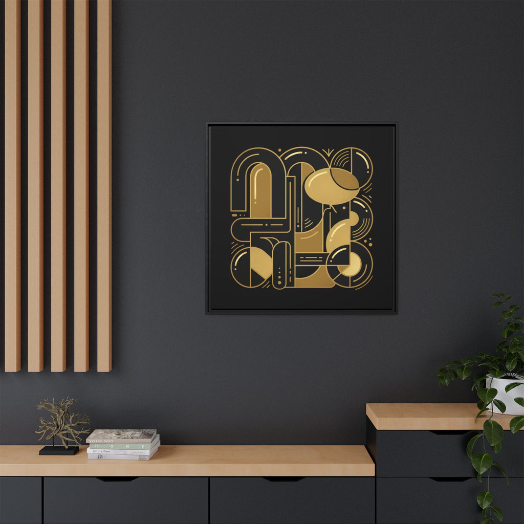 Gold Geometric Art Print — Framed Matte Canvas