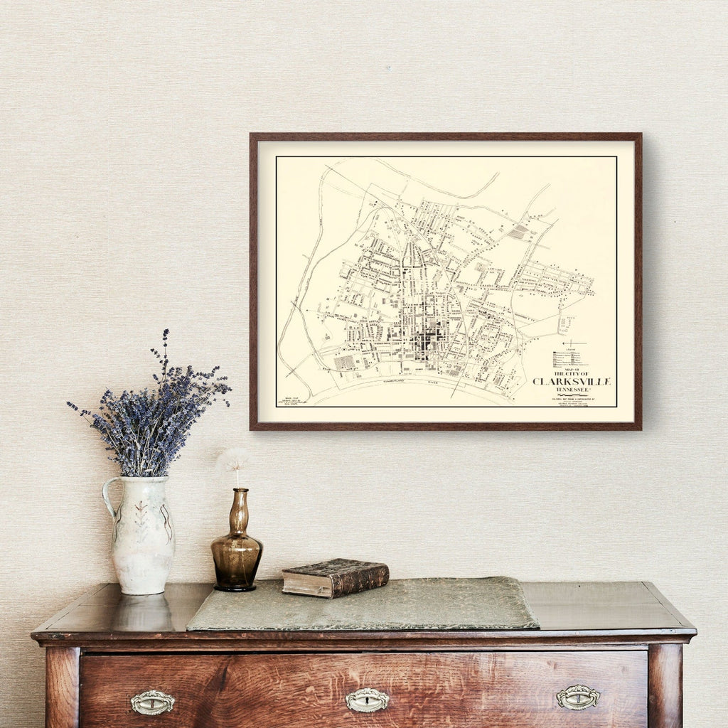 Vintage Map of Clarksville, Tennessee 1938