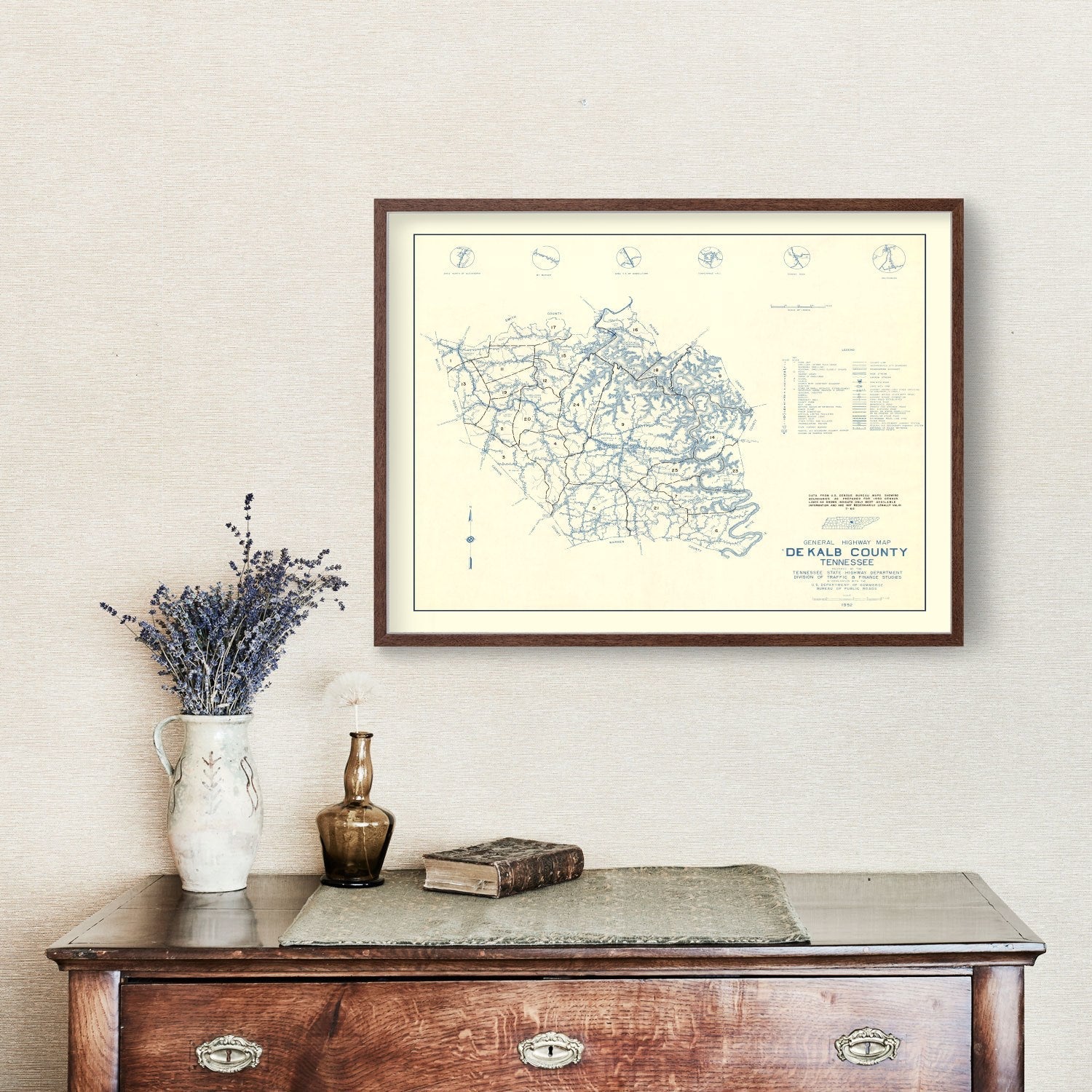 Vintage Map of Dekalb County, Tennessee 1952