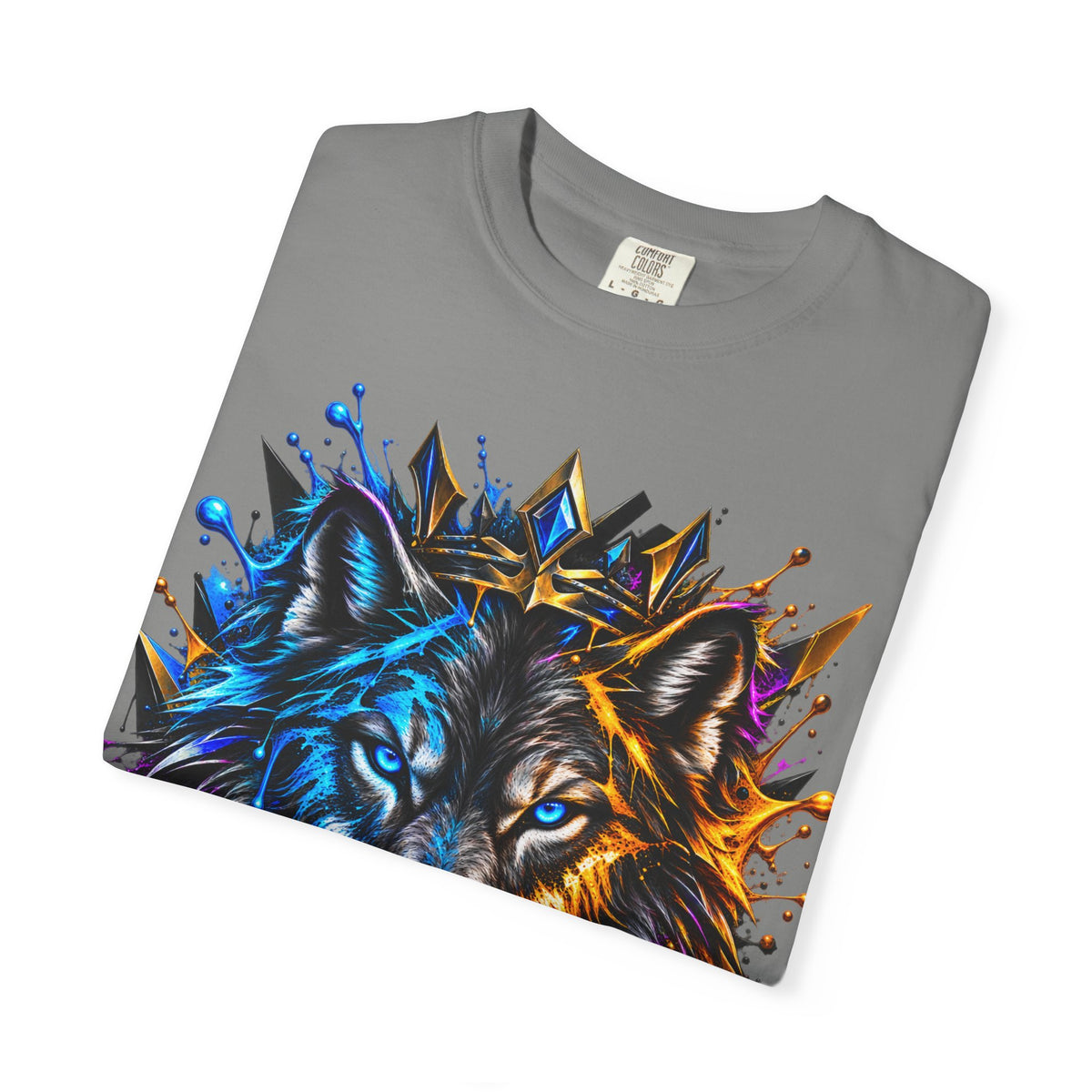 Wolf Head Graphic T-Shirt — Colorful Splash Art Tee