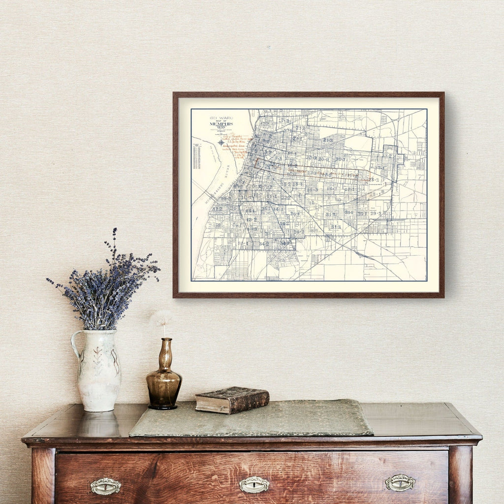 Vintage Map of Memphis, Tennessee 1919