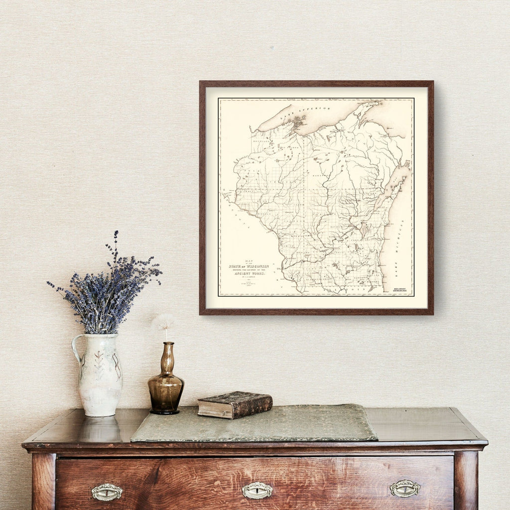 Vintage Map of Wisconsin 1855