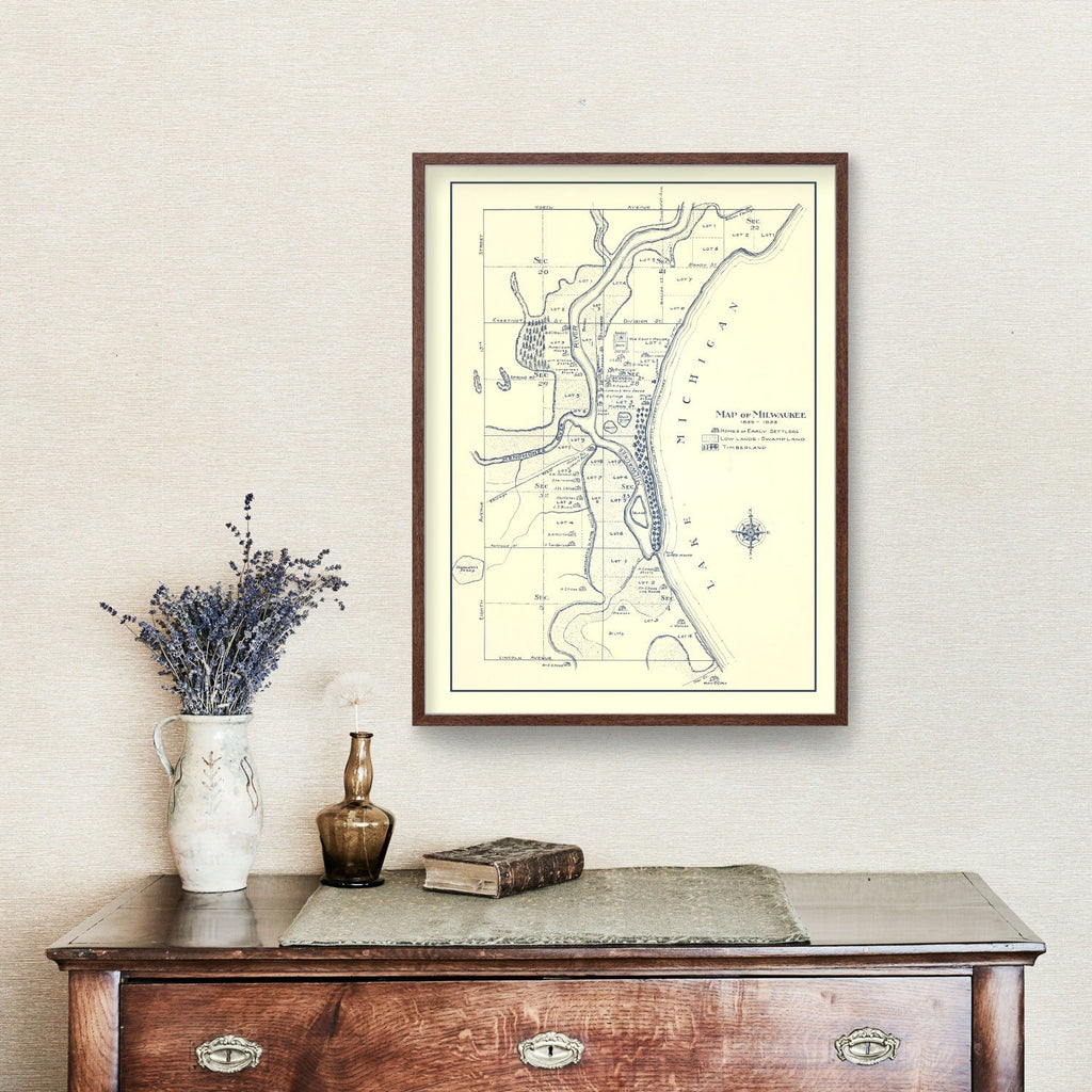 Vintage Map of Milwaukee, Wisconsin 1836