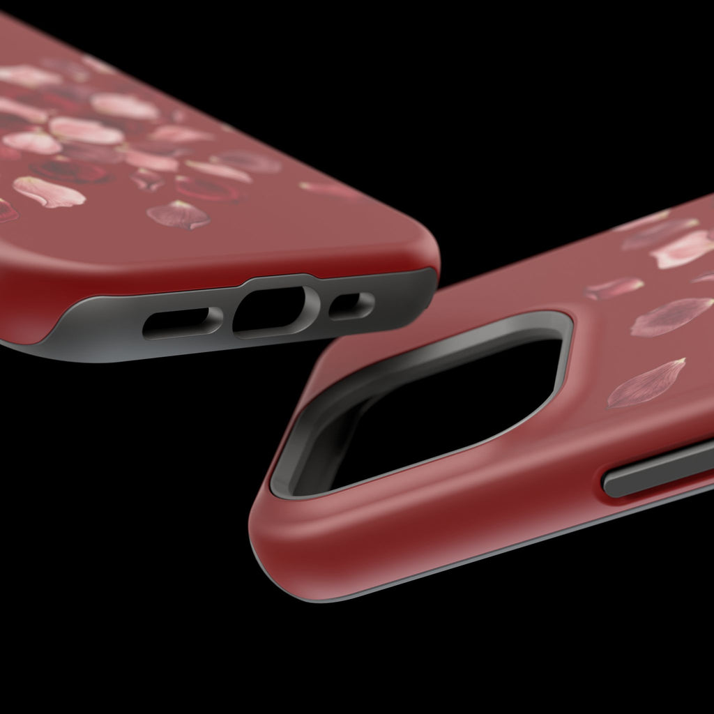 Phone Case — Red Floral Petal Magnetic Impact-Resistant Cover