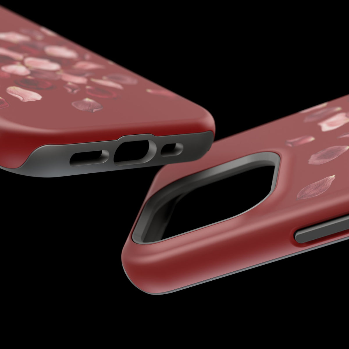Phone Case — Red Floral Petal Magnetic Impact-Resistant Cover