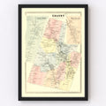 Vintage Map of Granby, Connecticut 1869
