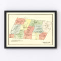 Vintage Map of Hartland, Connecticut 1869