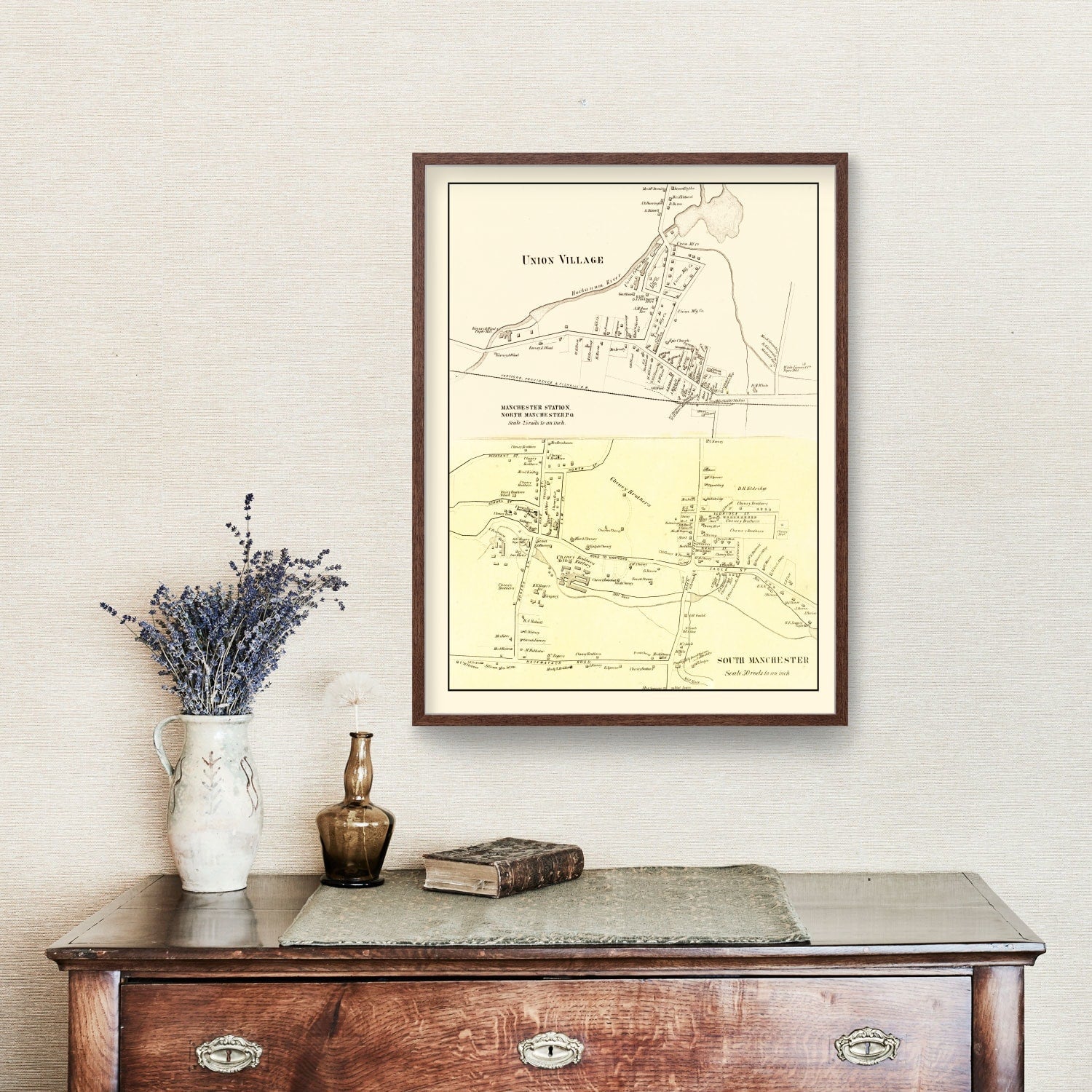 Vintage Map of Union Village, Connecticut 1869