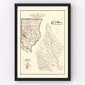 Vintage Map of Prairie and Rocher, Illinois 1875