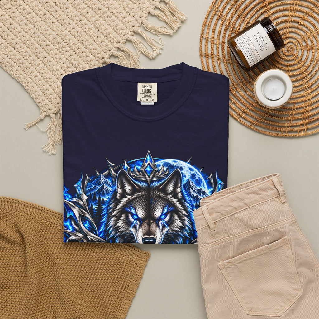 Conqueror Wolf Graphic T-Shirt — Fierce Blue Wolf Design