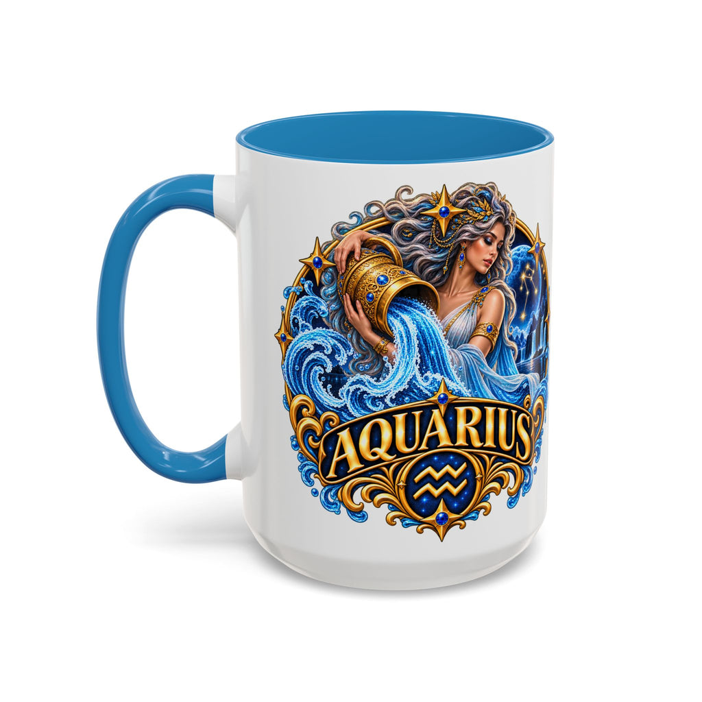 Aquarius Zodiac Coffee Mug — Illustrated Water Bearer Astrology Gift (11/15oz)