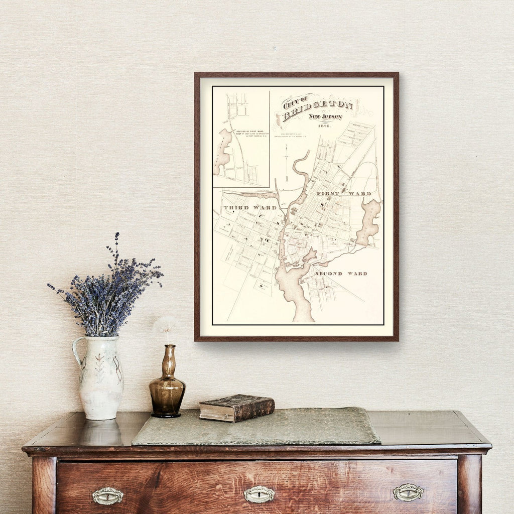 Vintage Map of Bridgeton, New Jersey 1876