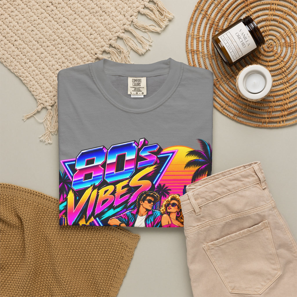 80s Vibes retro car scene T-shirt | neon palm sunset