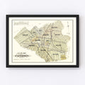 Vintage Map of Paterson, New Jersey 1877