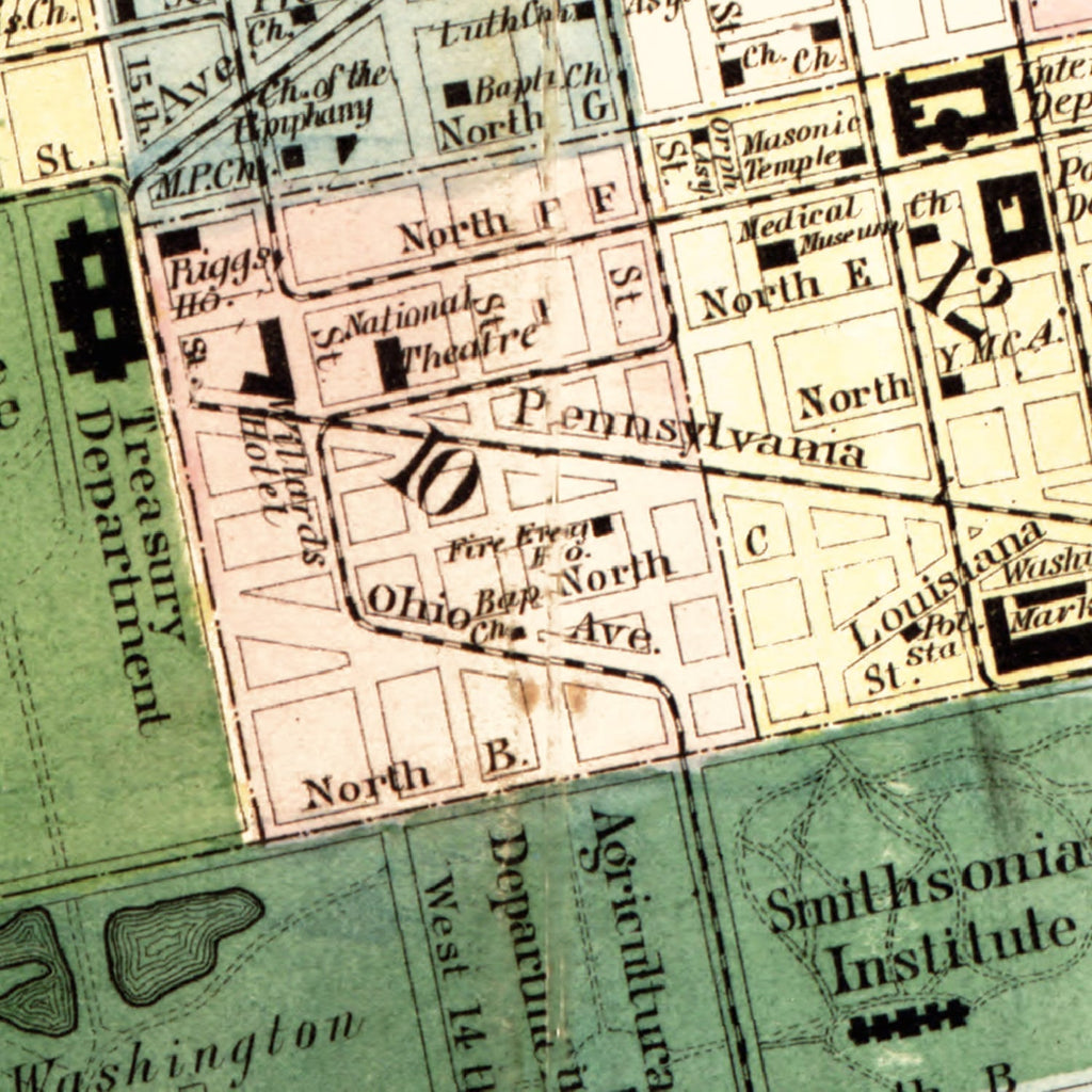 Vintage Map of Washington DC, Washington DC 1879