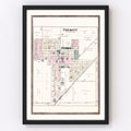 Vintage Map of Fremont, Indiana 1880