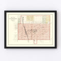 Vintage Map of Hiawatha, Kansas 1887