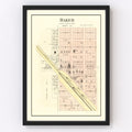 Vintage Map of Baker, Kansas 1887