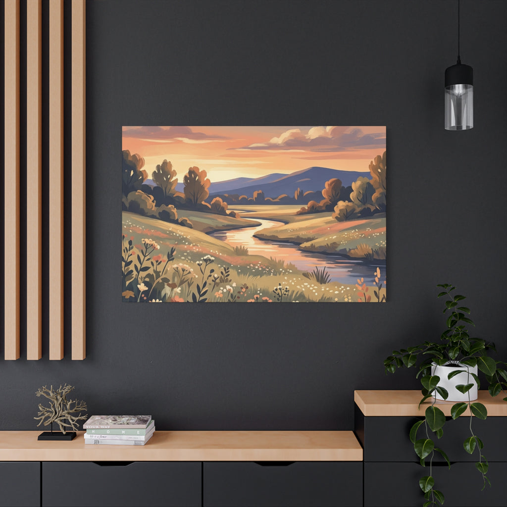 Sunset Meadow Canvas Wall Art