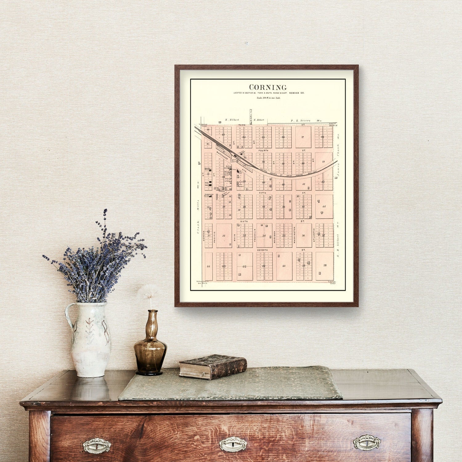 Vintage Map of Corning, Kansas 1887