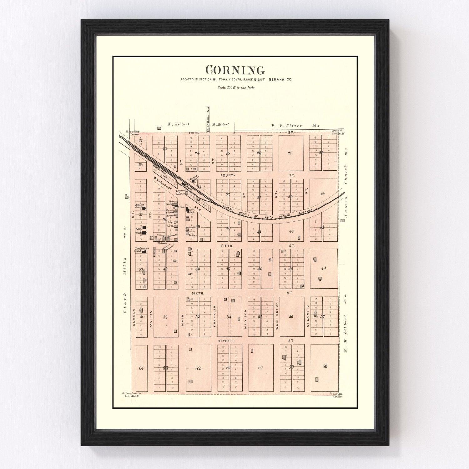 Vintage Map of Corning, Kansas 1887