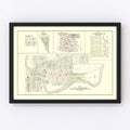Vintage Map of Flushing, Michigan 1889