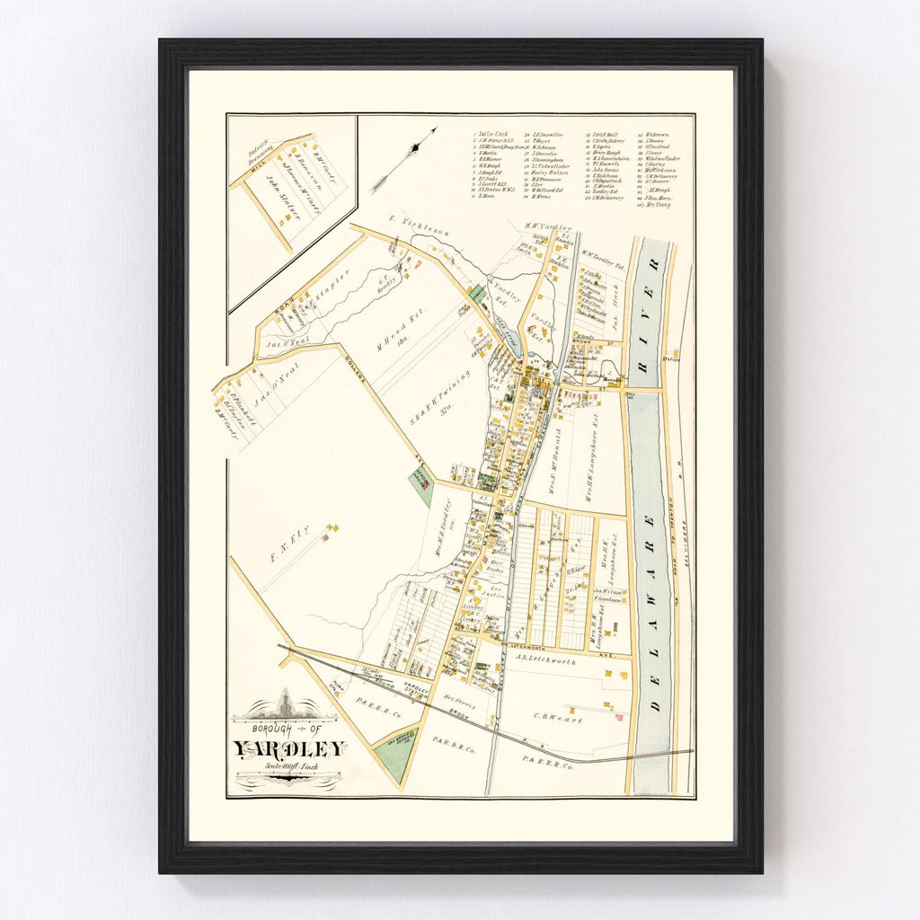 Vintage Map of Yardley, Pennsylvania 1891
