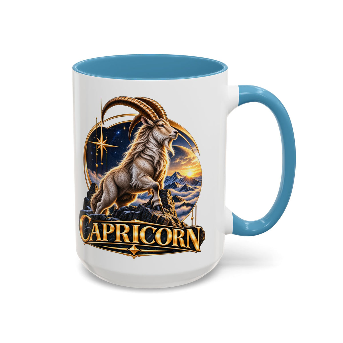 Capricorn Zodiac Coffee Mug — Astrological Goat Accent Mug (11/15oz)