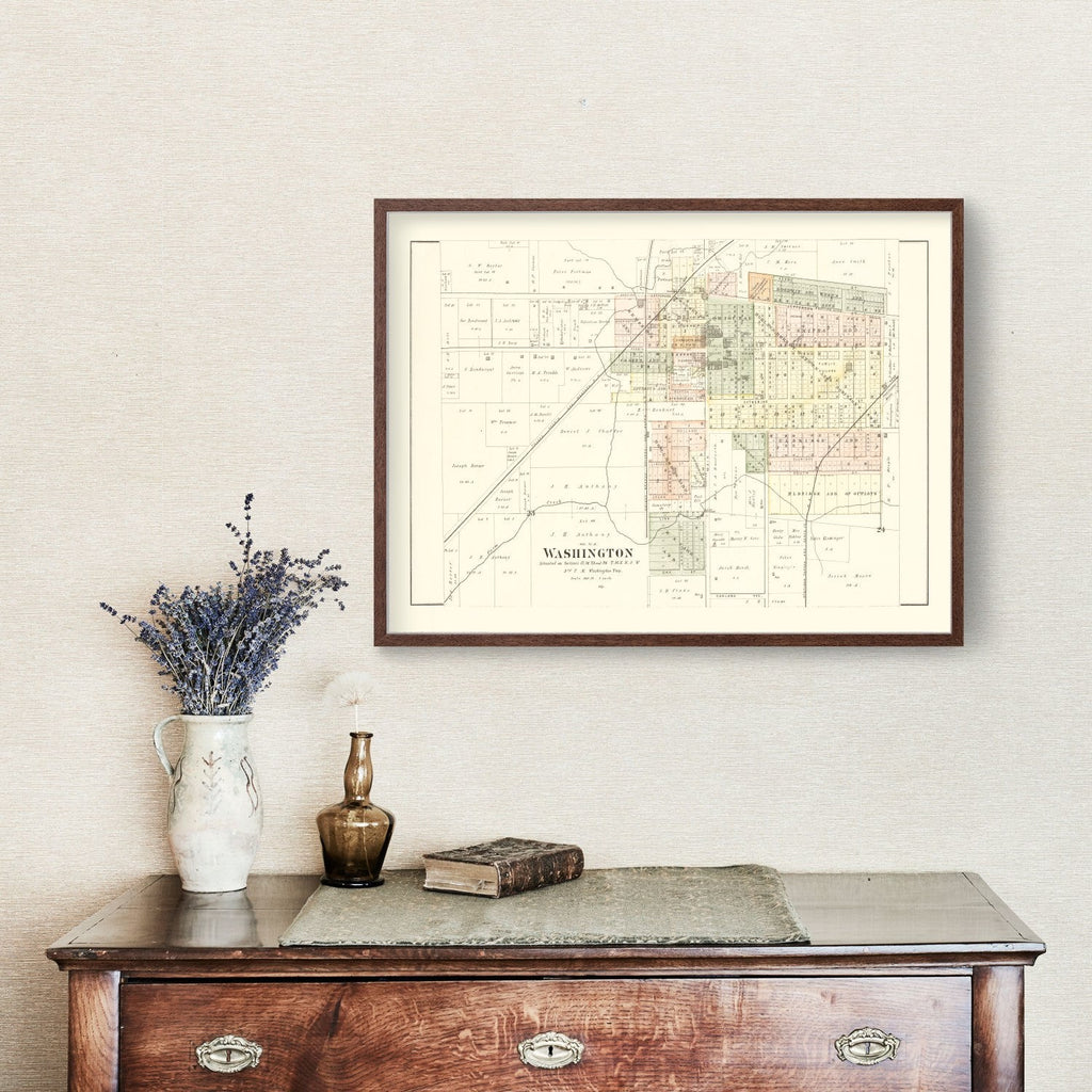 Vintage Map of Washington, Illinois 1891