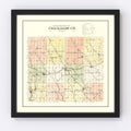 Vintage Map of Chickasaw County, Iowa 1892