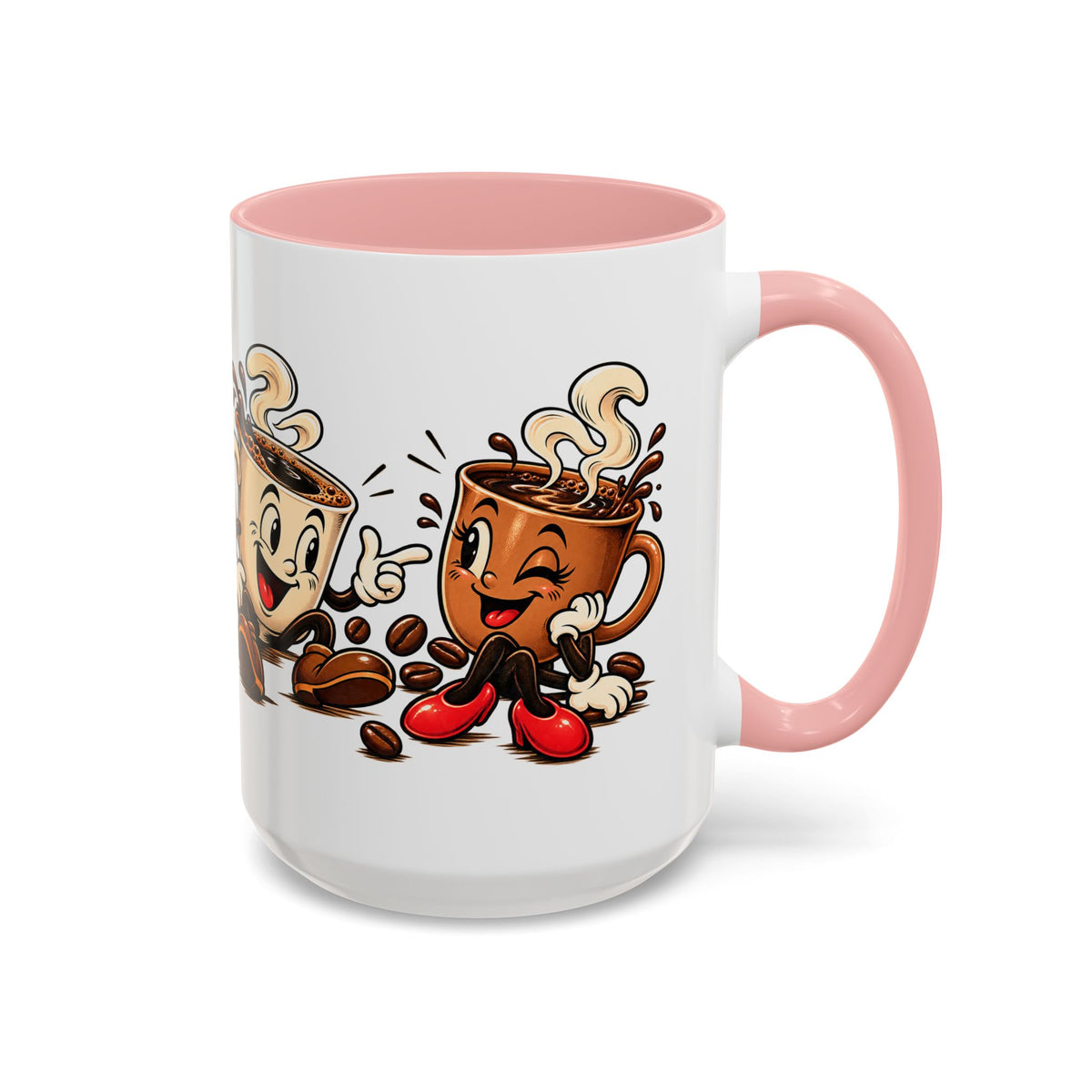 Coffee Cartoon Mug — Cute Dancing Coffee Cups Accent Mug