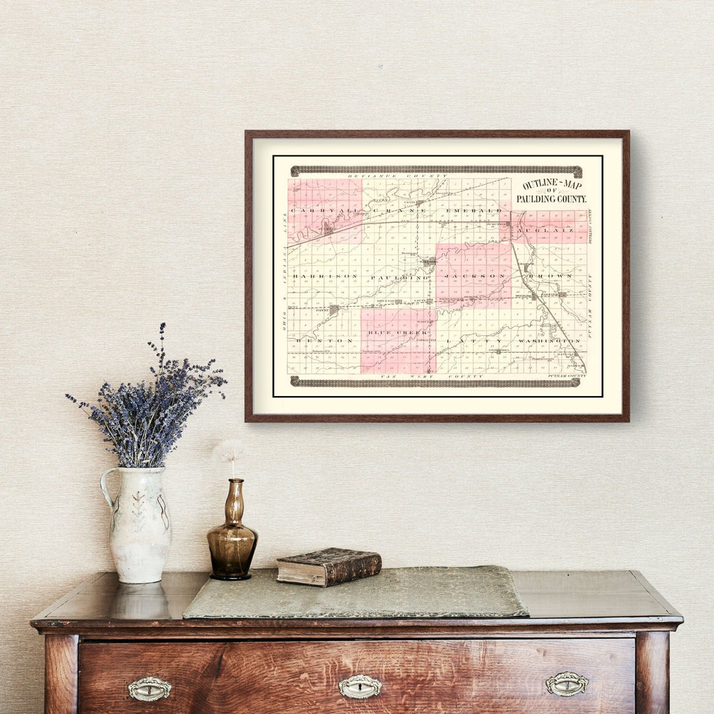 Vintage Map of Paulding County, Ohio 1892