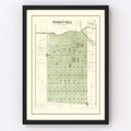 Vintage Map of Bishop Hill, Illinois 1893