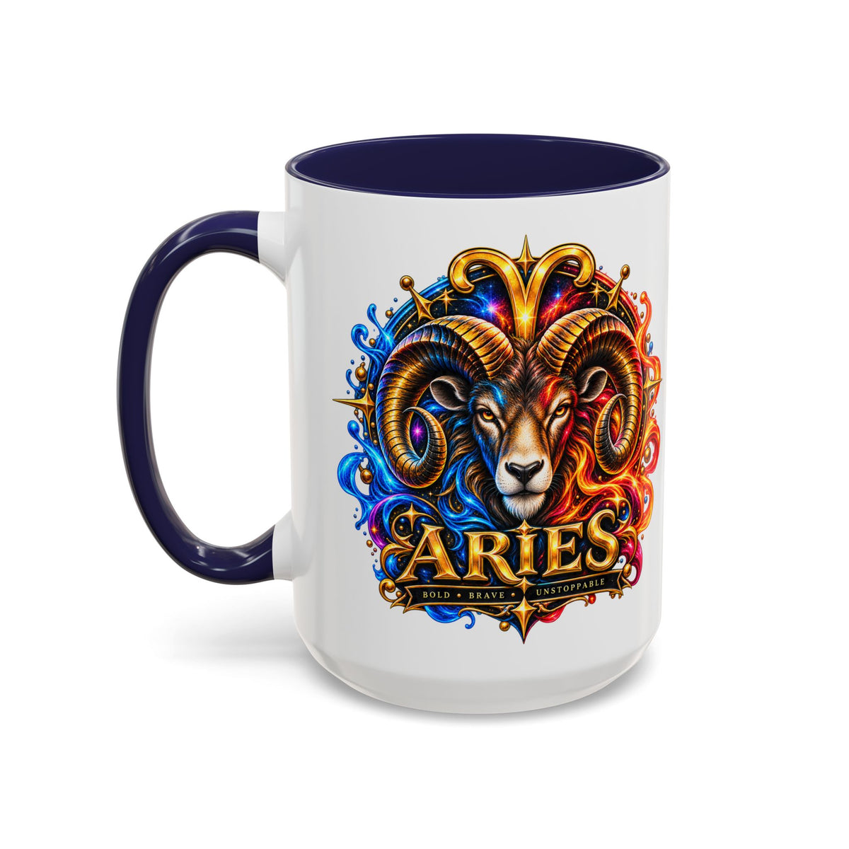 Aries Zodiac Coffee Mug — Colorful Ram Astrology Accent Mug (11/15oz)